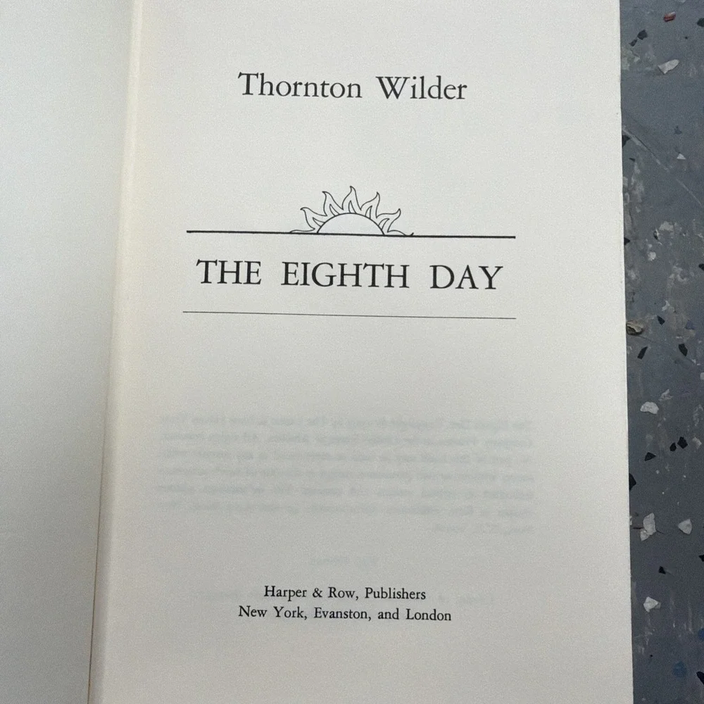 The Eighth Day By Thornton Wilder 1967 Hardcover Novel First Edition